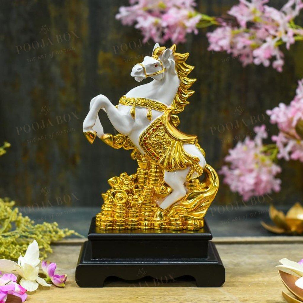 Gold Saddled Horse With Coins Feng Shui