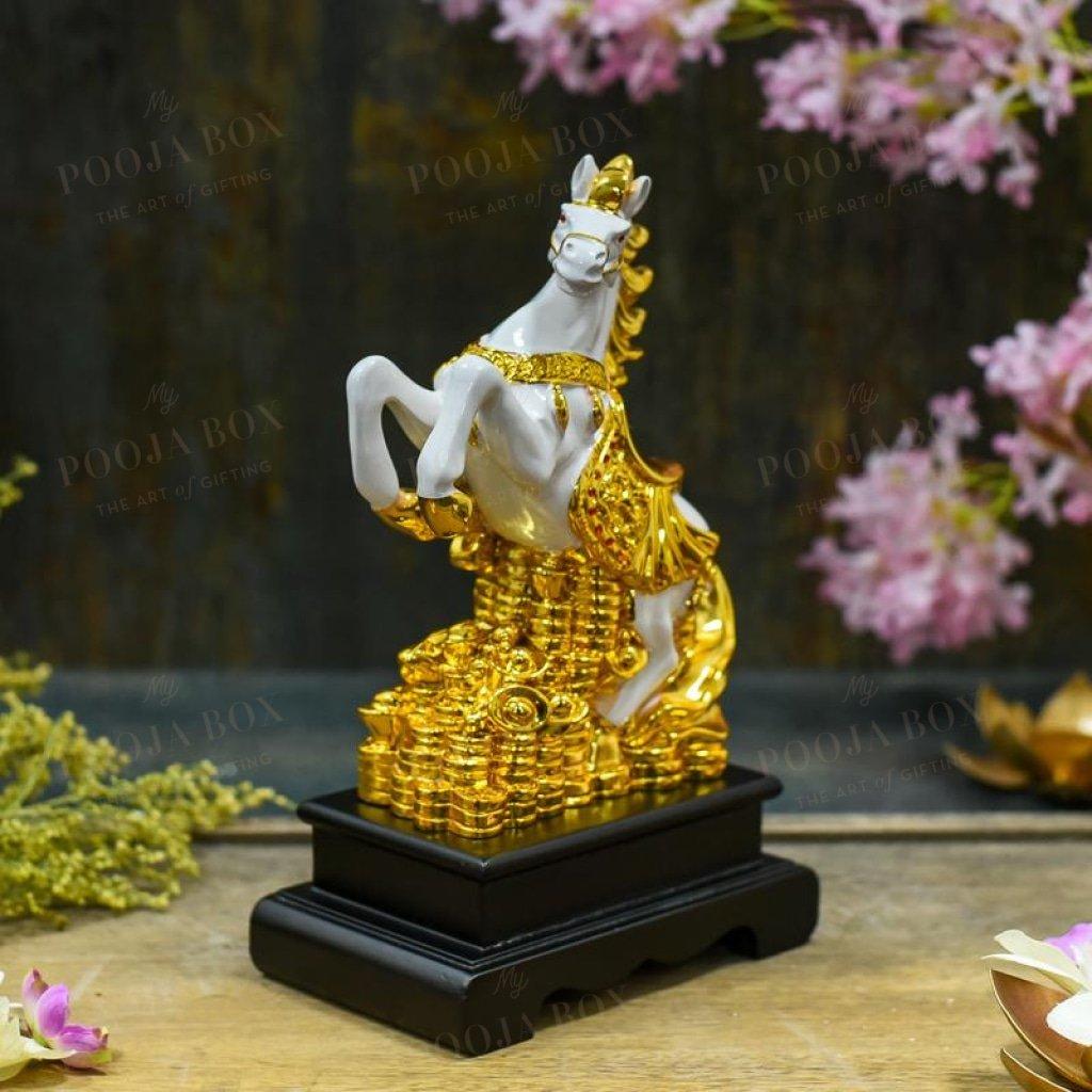 Gold Saddled Horse With Coins Feng Shui