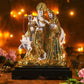 Golden White Radha Krishna With Cow Idols