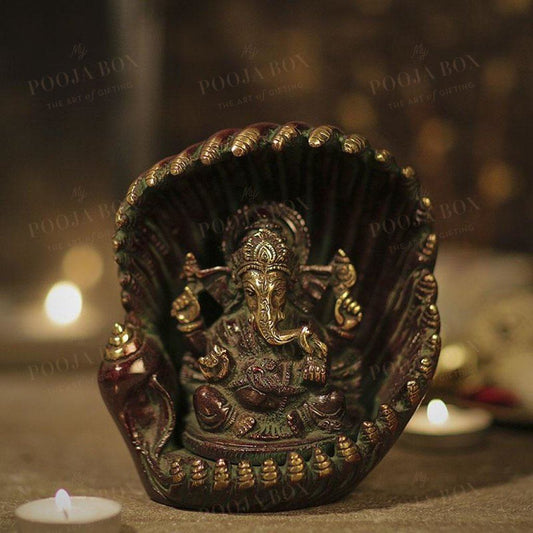 Graceful Sheshnaag Brass Ganesha idols for Ganesh Chaturthi