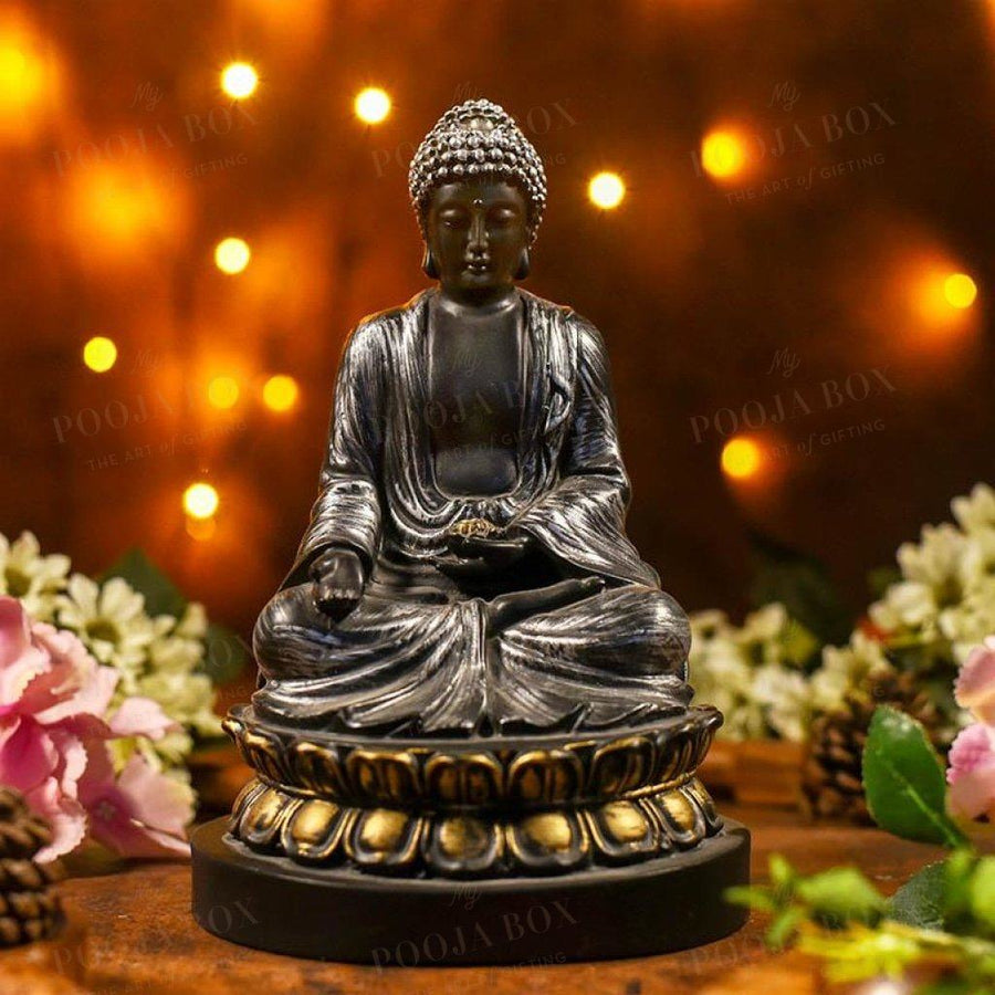 Handcrafted Black & Silver Buddha Idols