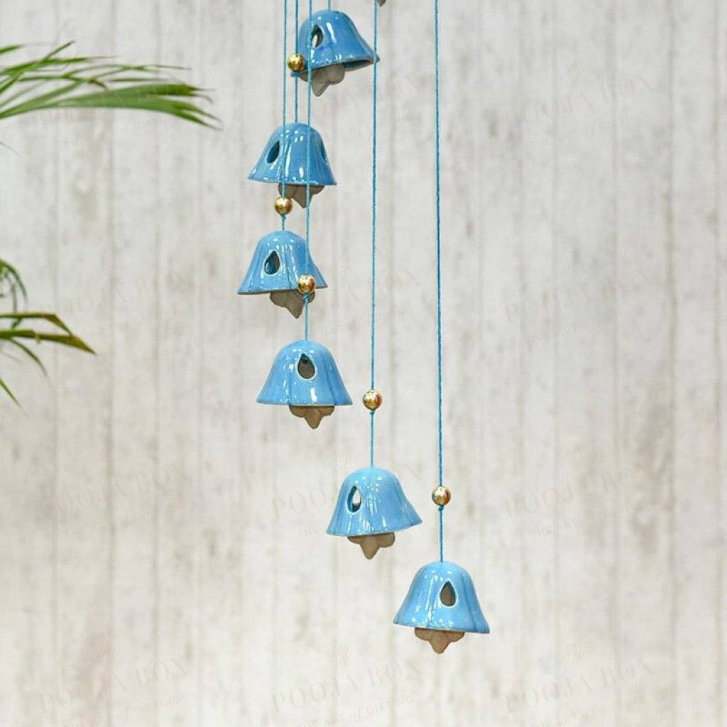 Handcrafted Blue Ceramic Wind Chime Chimes