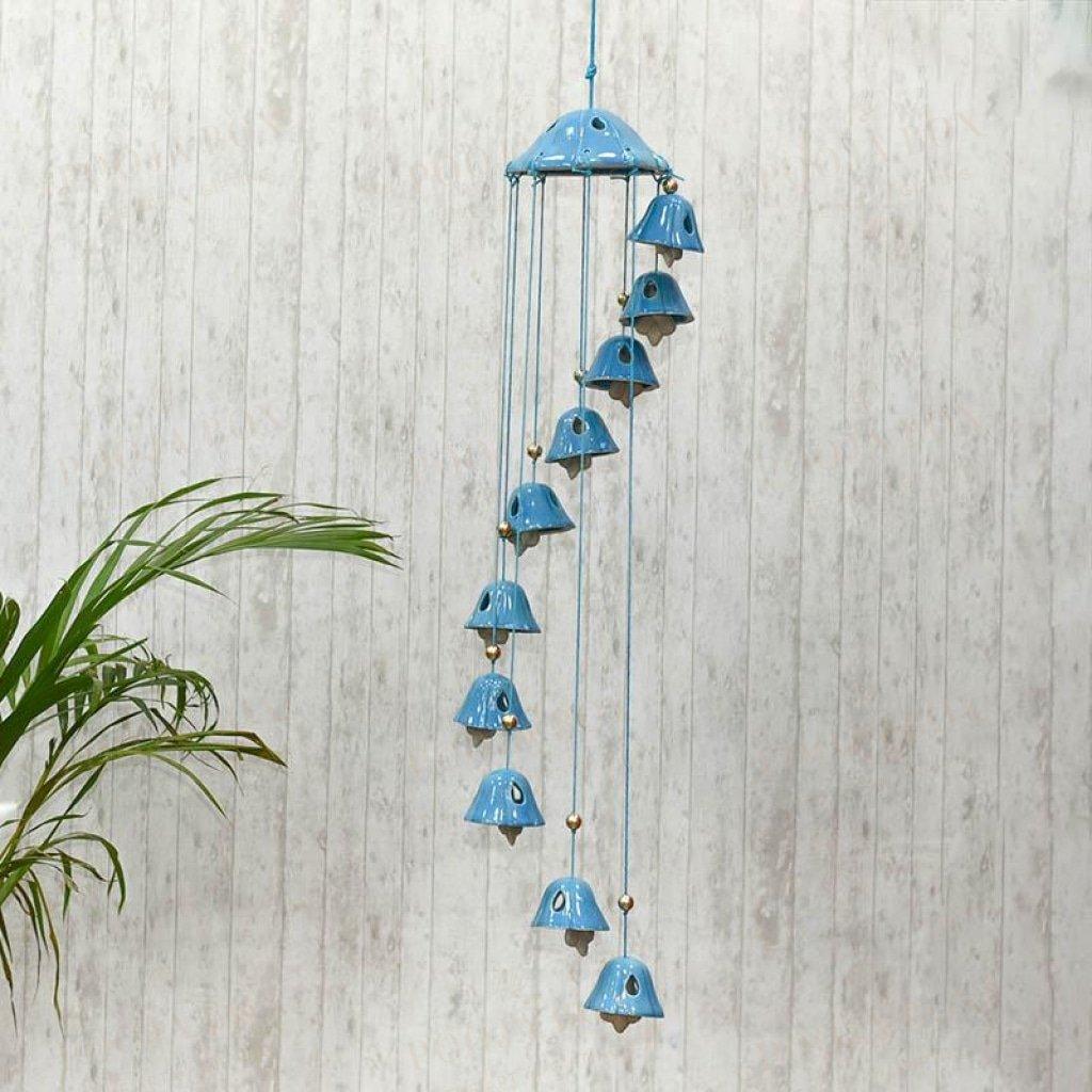 Handcrafted Blue Ceramic Wind Chime Chimes