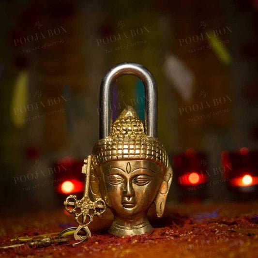 Handcrafted Brass Buddha Lock Home Decor