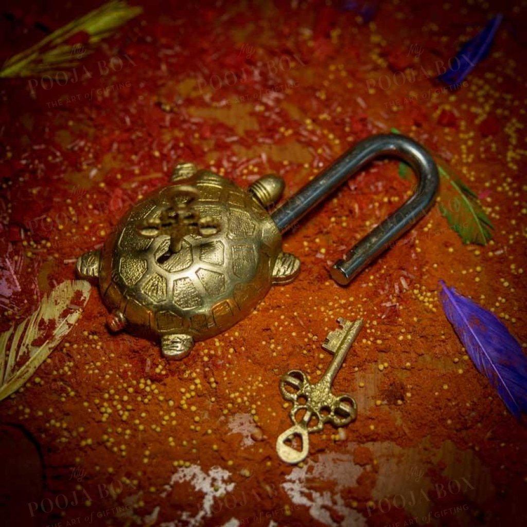 Buy Handcrafted Brass Turtle Lock Online in India - Mypoojabox.in