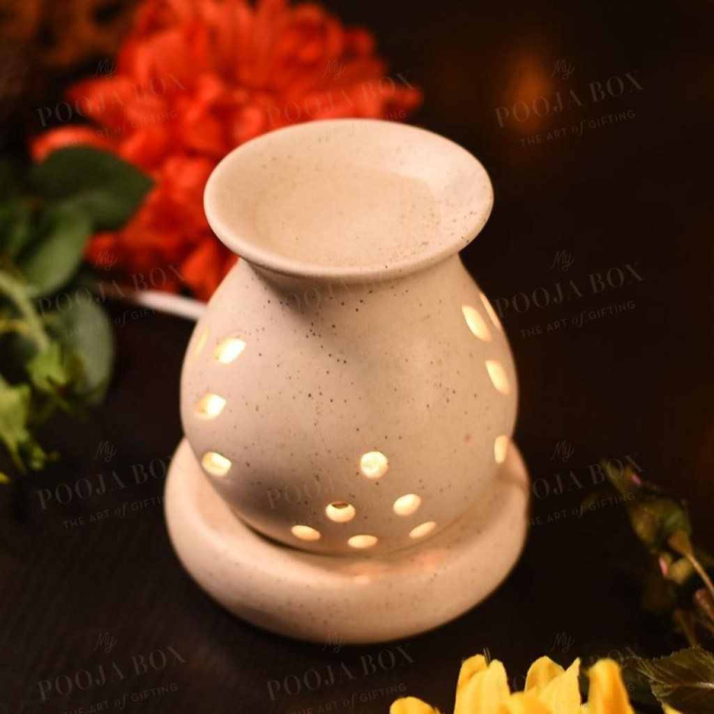 Handcrafted Brown Ceramic Pot Aroma Diffuser Diffusor