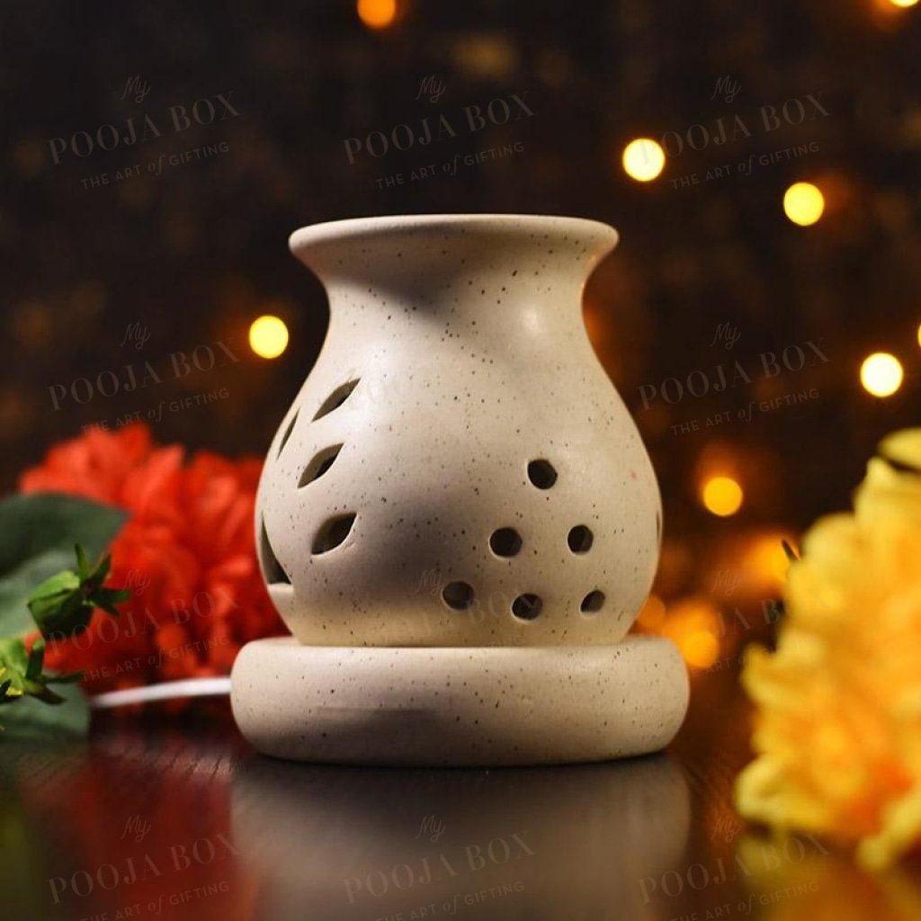 Handcrafted Brown Ceramic Pot Aroma Diffuser Diffusor
