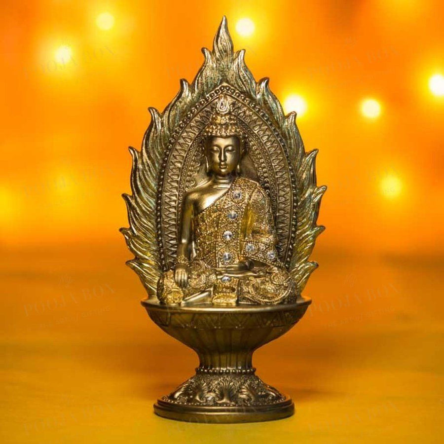 Handcrafted Golden Buddha In Earth Touching Position Home Decor