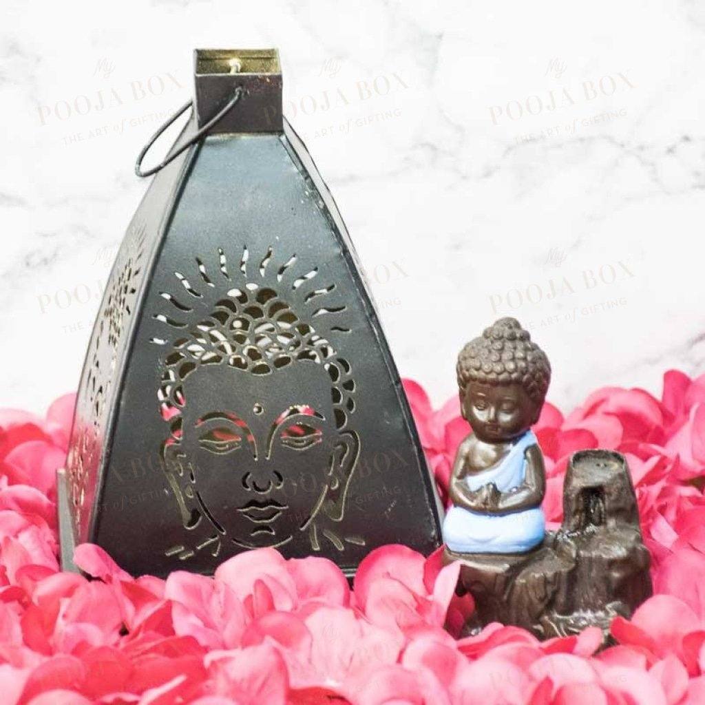 Handcrafted T-Light Lantern And Backflow Incense Holder Combo Home Decor