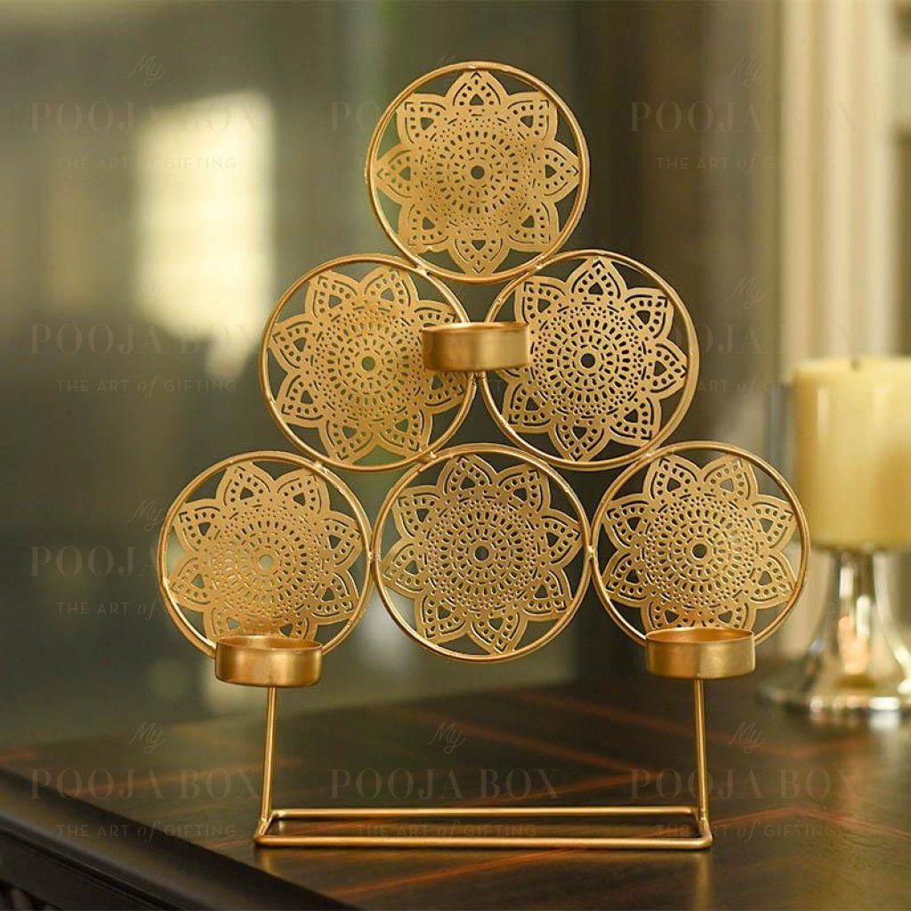 Handcrafted Trikona T-Light Holder Home Decor