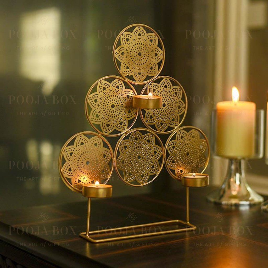 Handcrafted Trikona T-Light Holder Home Decor