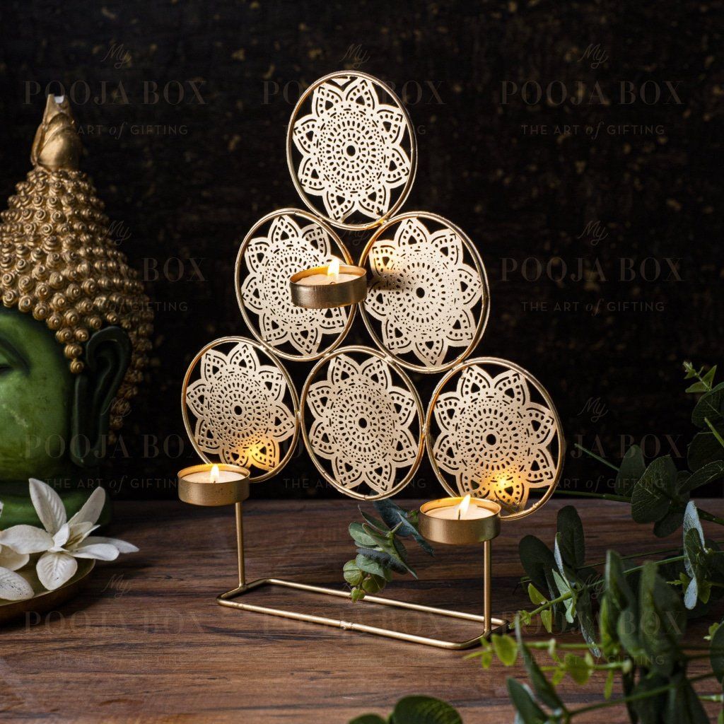 Handcrafted Trikona T-Light Holder Home Decor