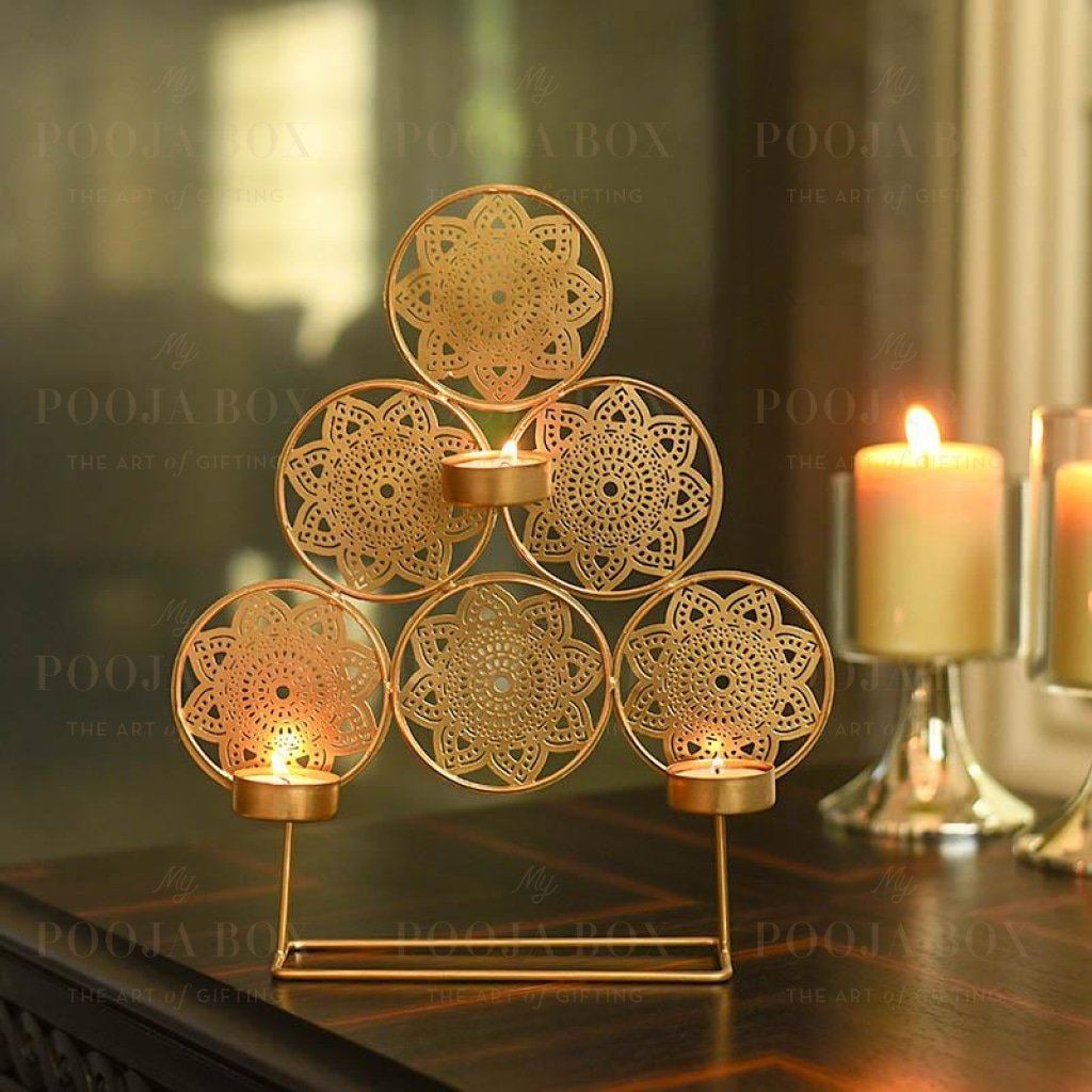 Handcrafted Trikona T-Light Holder Home Decor
