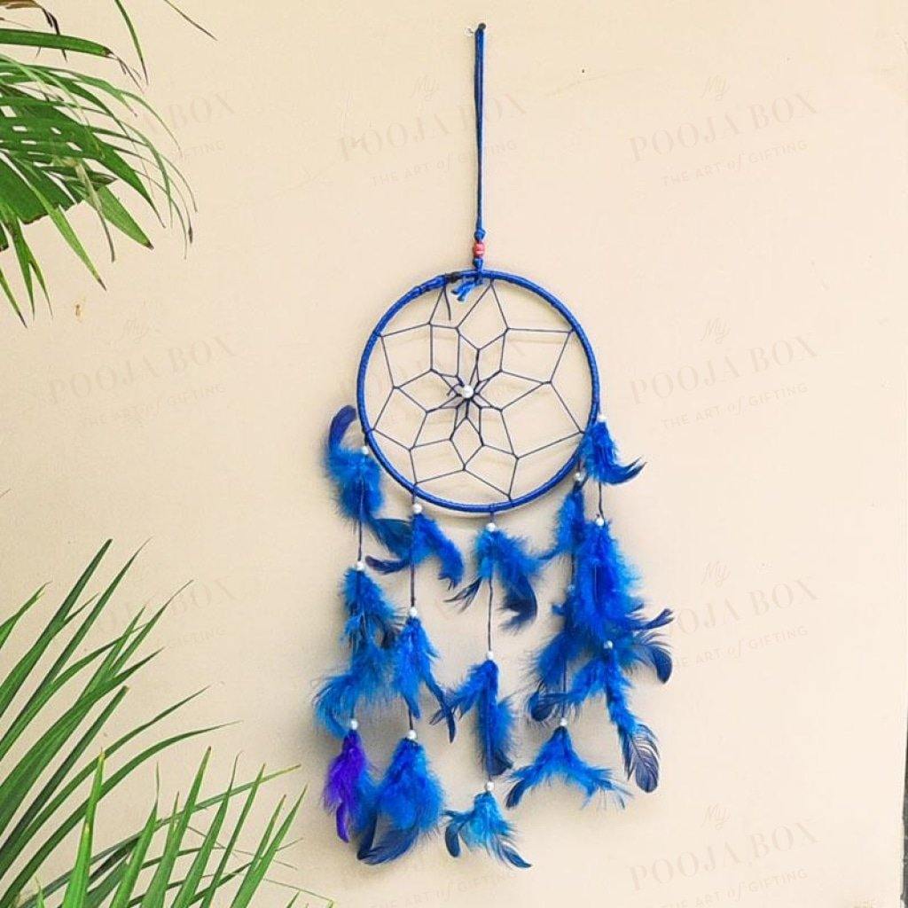 Handmade Blue Feathers Dreamcatcher Wall Hanging