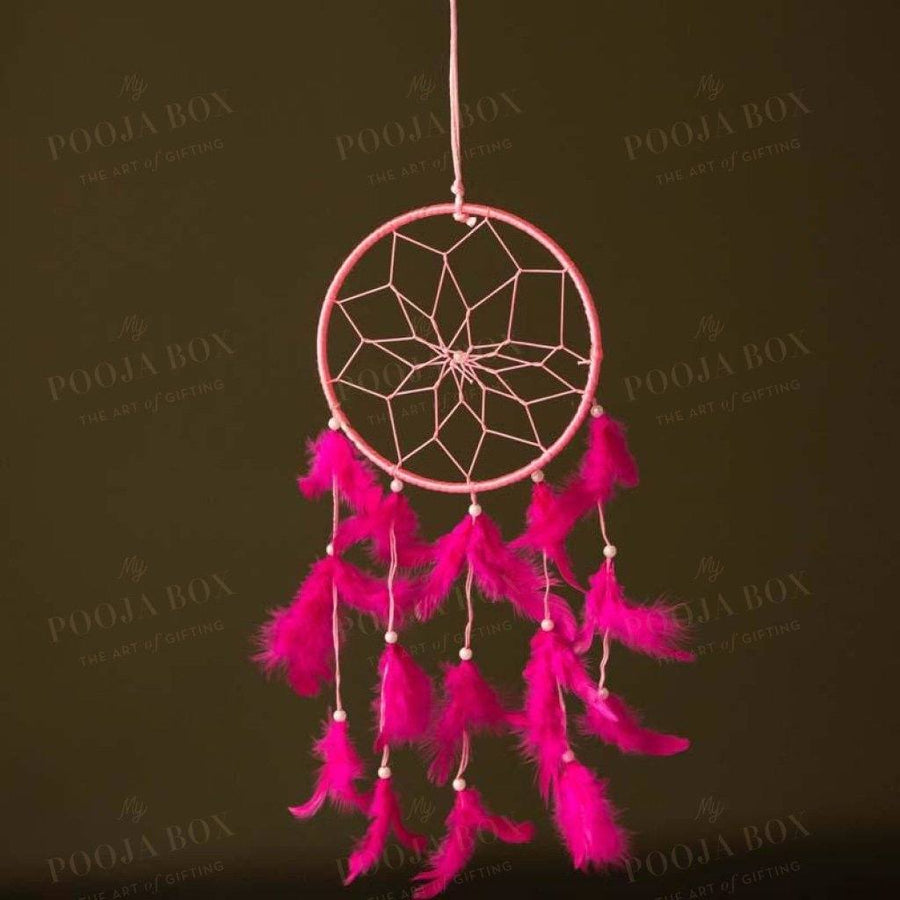 Handmade Pink Feathers Dreamcatcher Wall Hanging