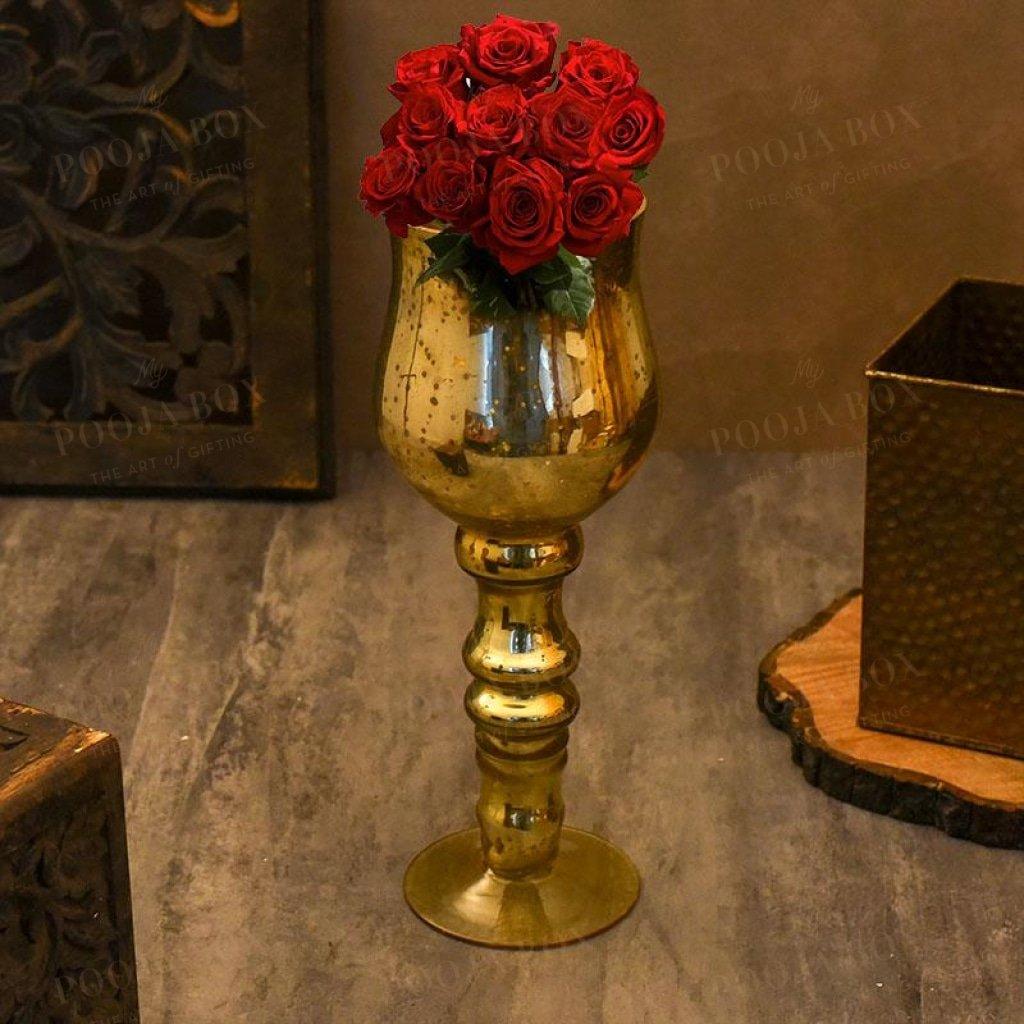 Honey Gold Flower Vase Candle Holder