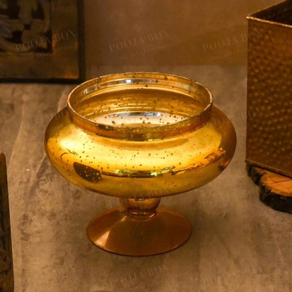 Honey Gold Foil Flower Vase Candle Holder