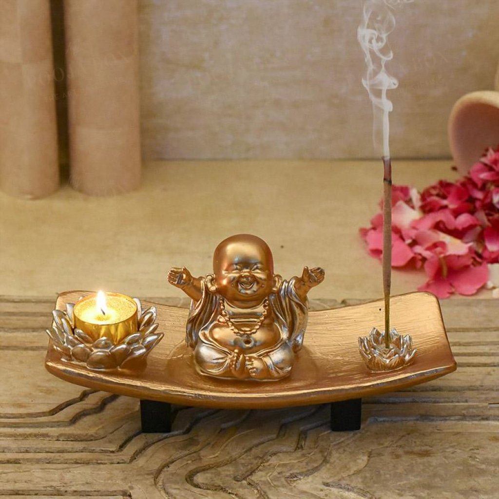 Joyful Baby Monk T-Light & Incense Holder