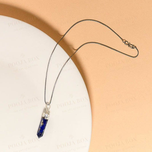 Lapis Lazuli Pencil Pendant Necklace For Wisdom