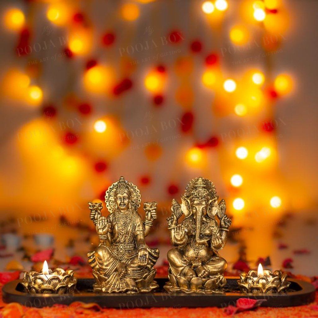 Laxmi Ganesha Candle Holder Idols