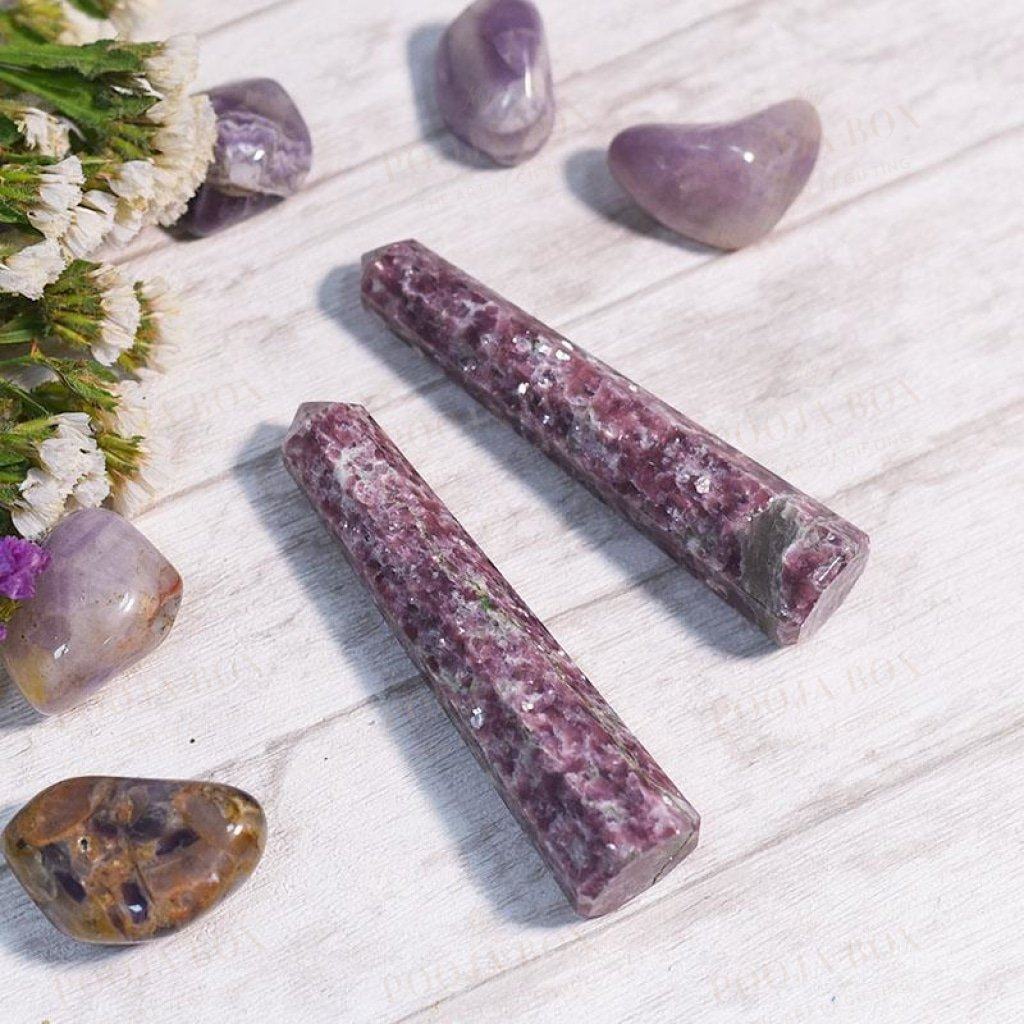 Lepidolite Crystal Healingtower/pencil (Set Of 2) Reiki Towers