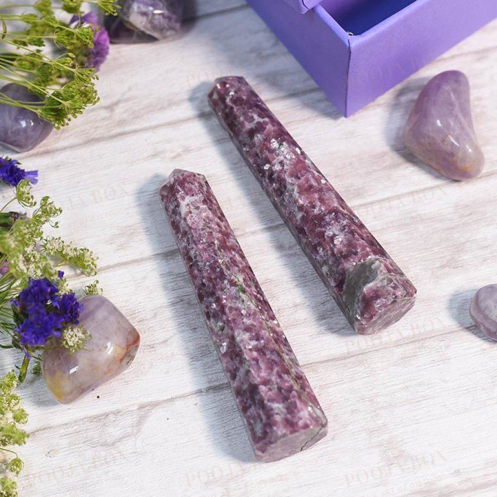 Lepidolite Crystal Healingtower/pencil (Set Of 2) Reiki Towers