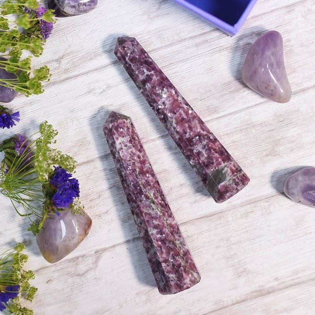 Lepidolite Crystal Healingtower/pencil (Set Of 2) Reiki Towers