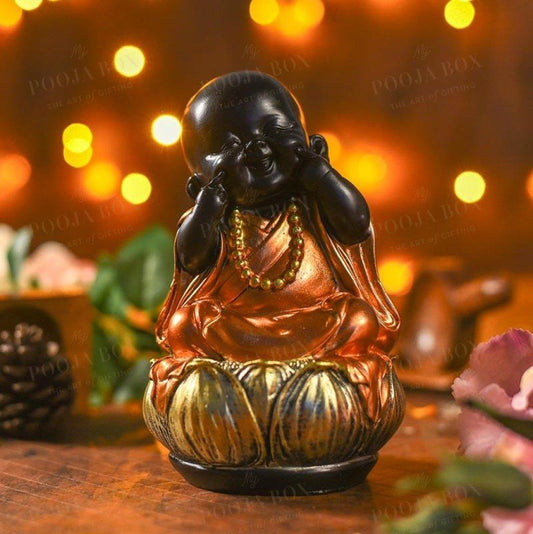 Little Baby Monk On Lotus Showpiece Home Decor