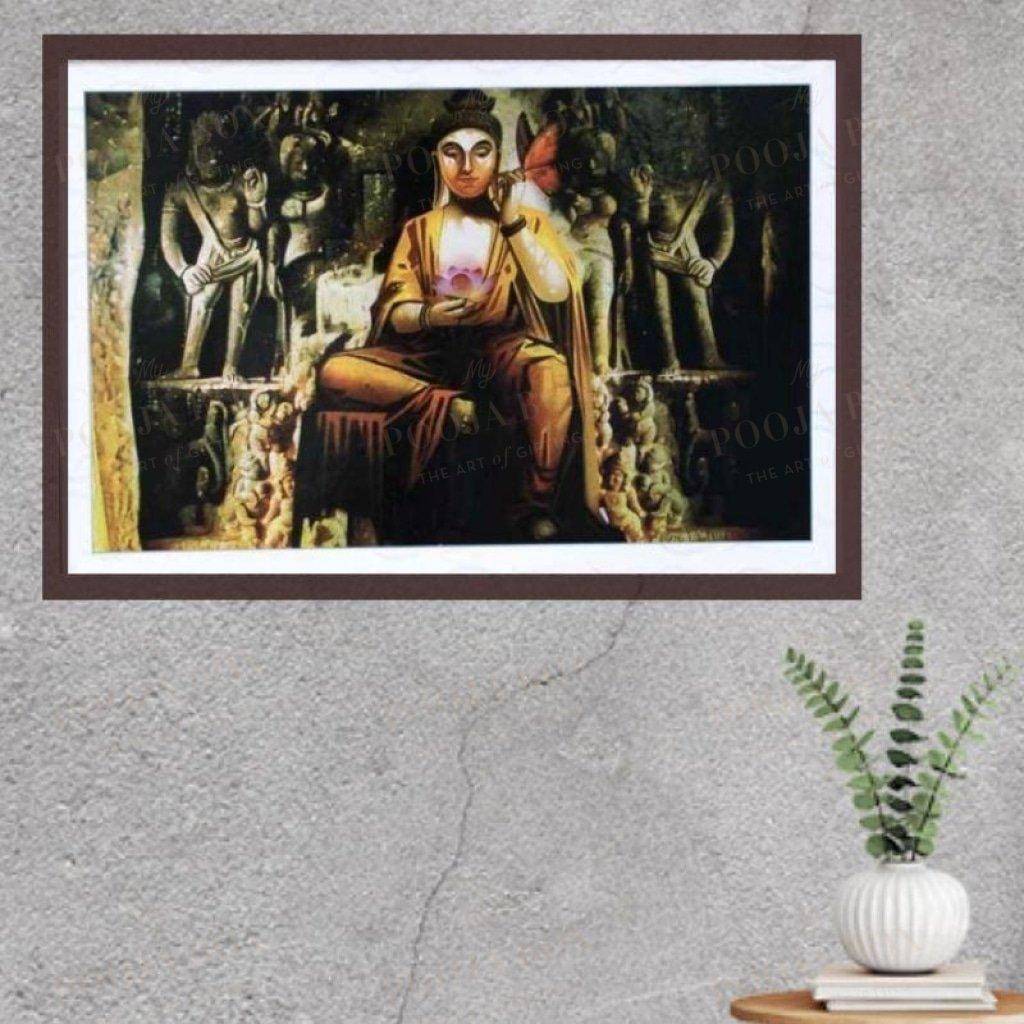 Lord Buddha Lotus In Hand Painting For Decor Framed Paintings