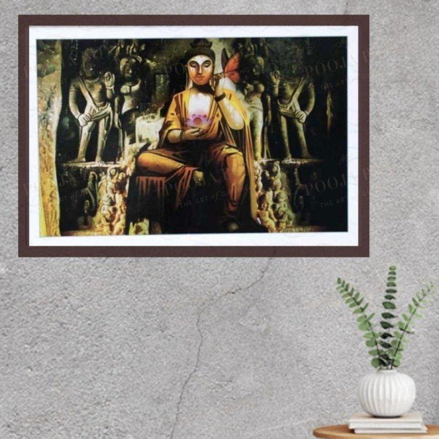 Lord Buddha Lotus In Hand Painting For Decor Framed Paintings