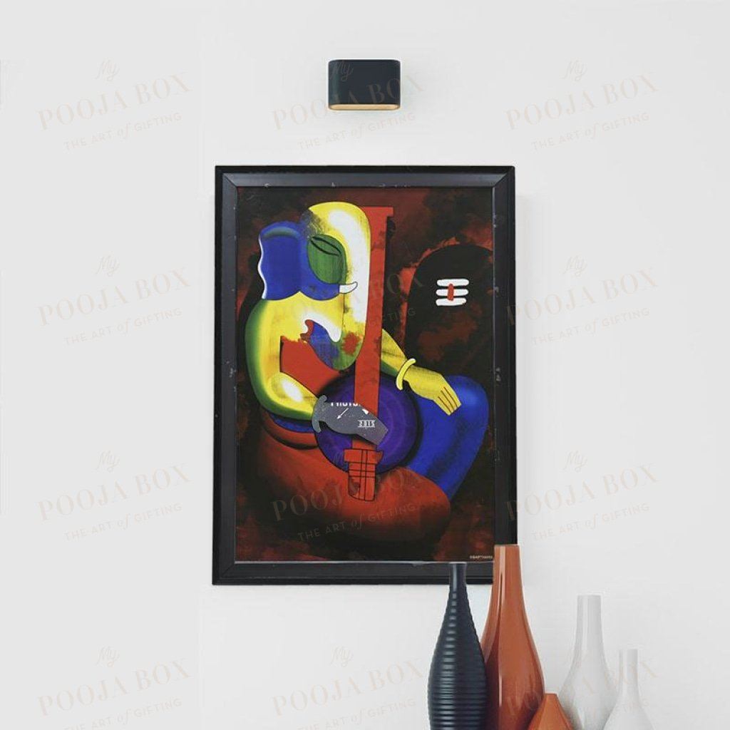 Lord Ganesh & Shivling Painting Framed Paintings