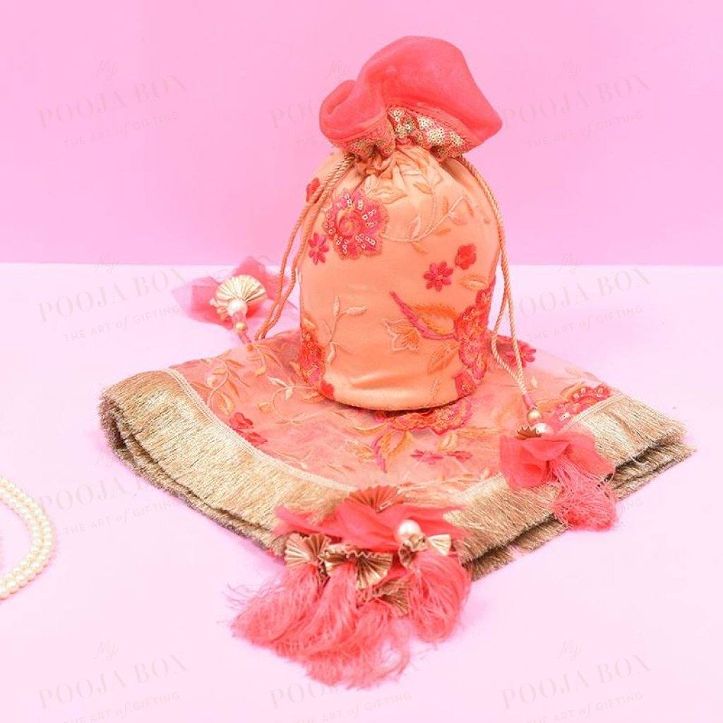 Magnificent Magnolia Potli & Thali Cover Set Karwa Chauth