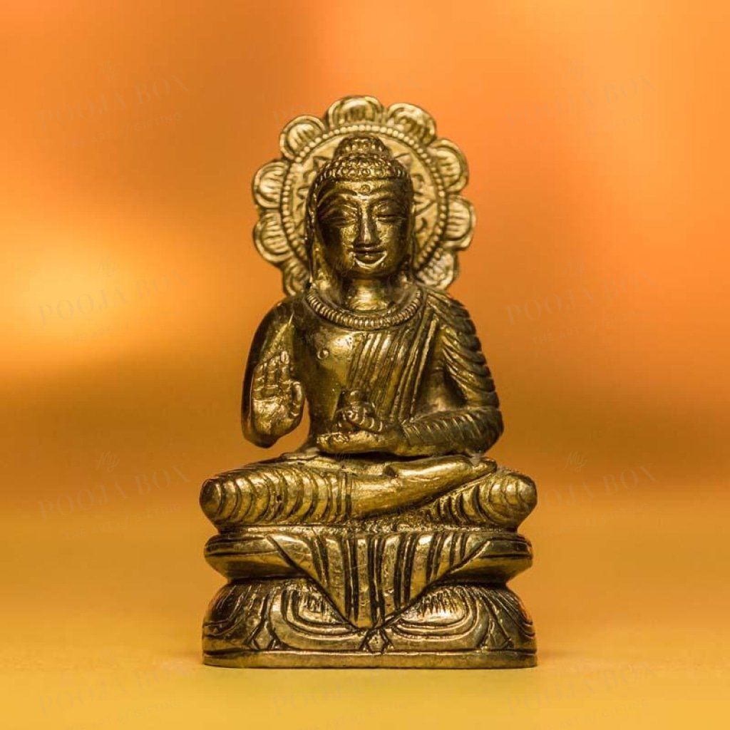 Meditating Brass Buddha Idol Idols