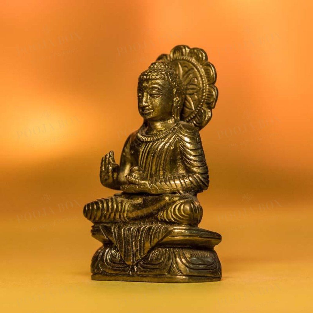 Meditating Brass Buddha Idol Idols