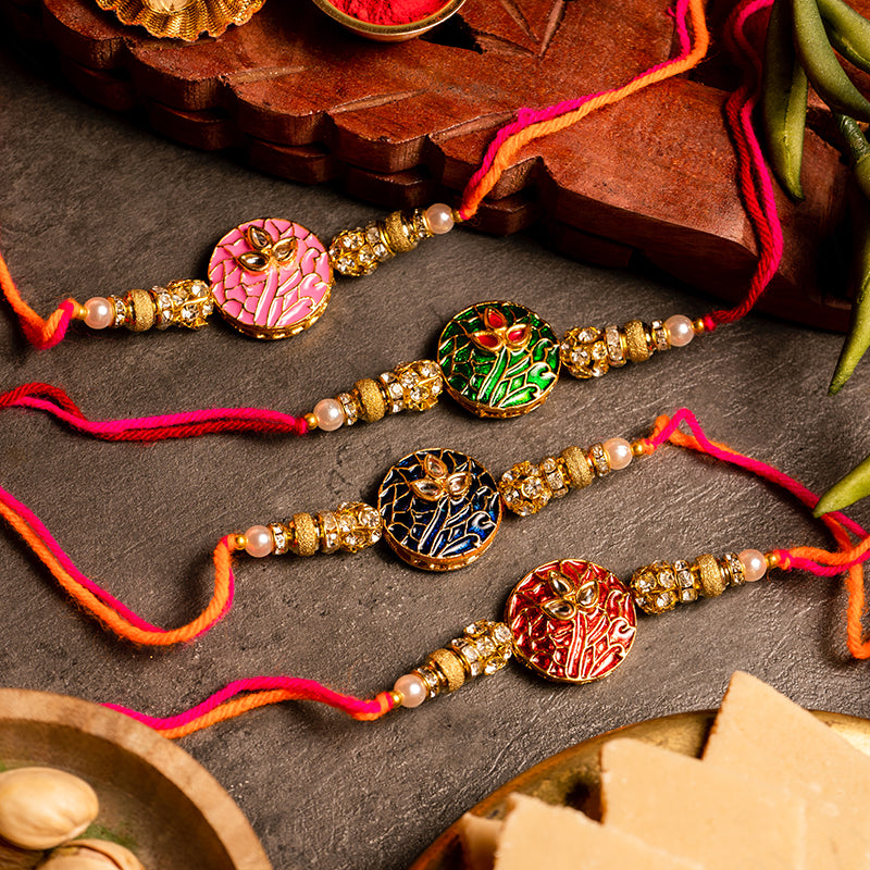 Traditional Bejewelled Rakhi (Set of 4)