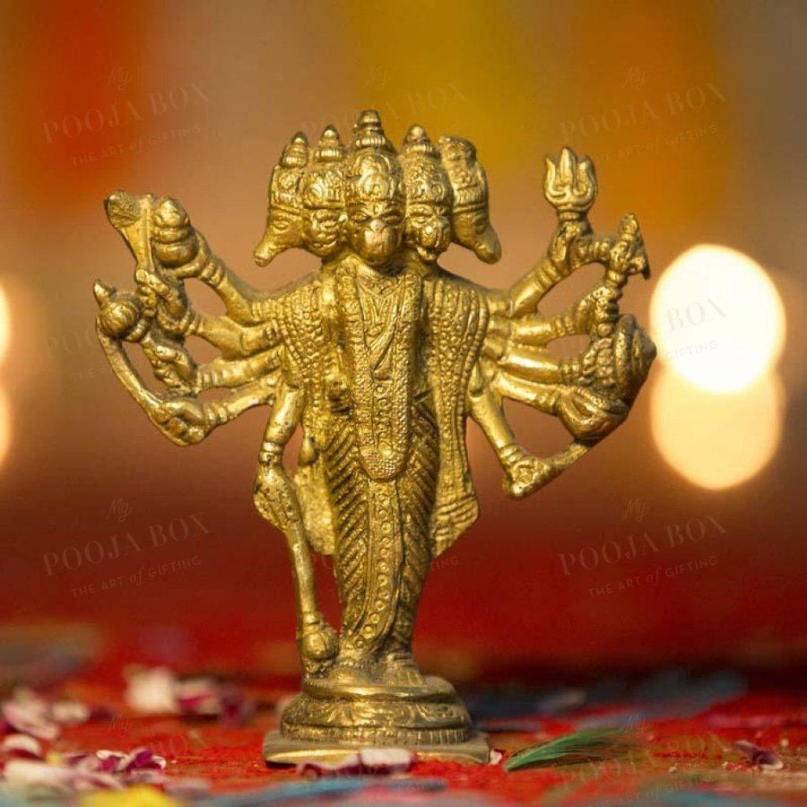 Panchmukhi Hanuman Idol (Material:  Brass) Brass Idols