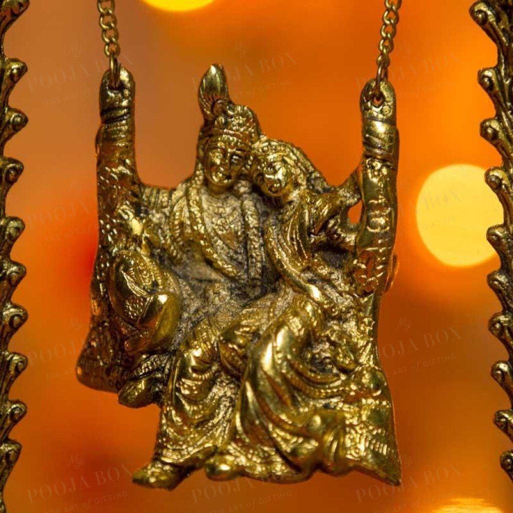 Peacock Radha Kishan Jhula Idols