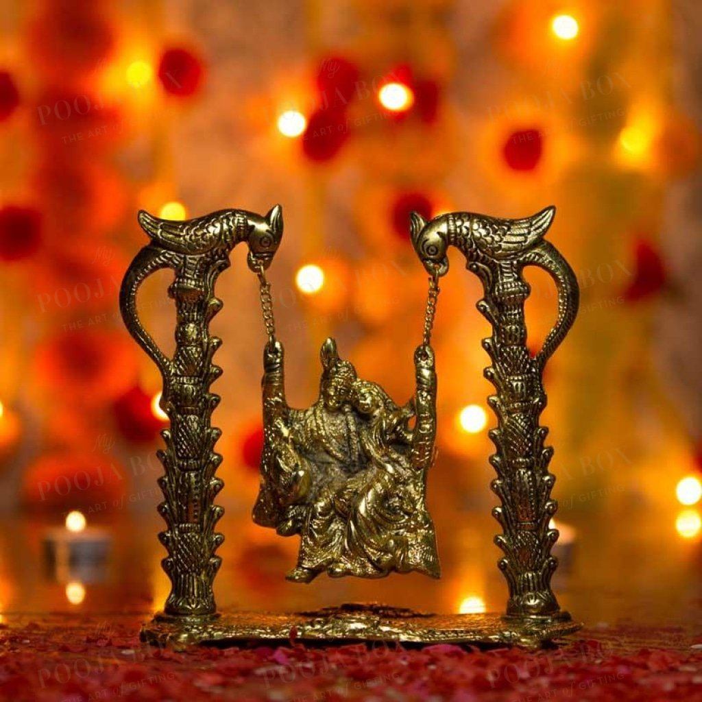 Peacock Radha Kishan Jhula Idols