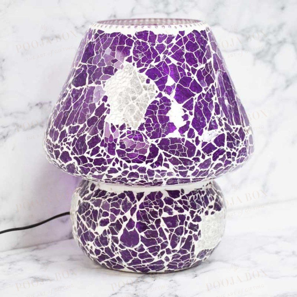 Pretty Purple Mosaic Crackled Table Lamp Home Decor