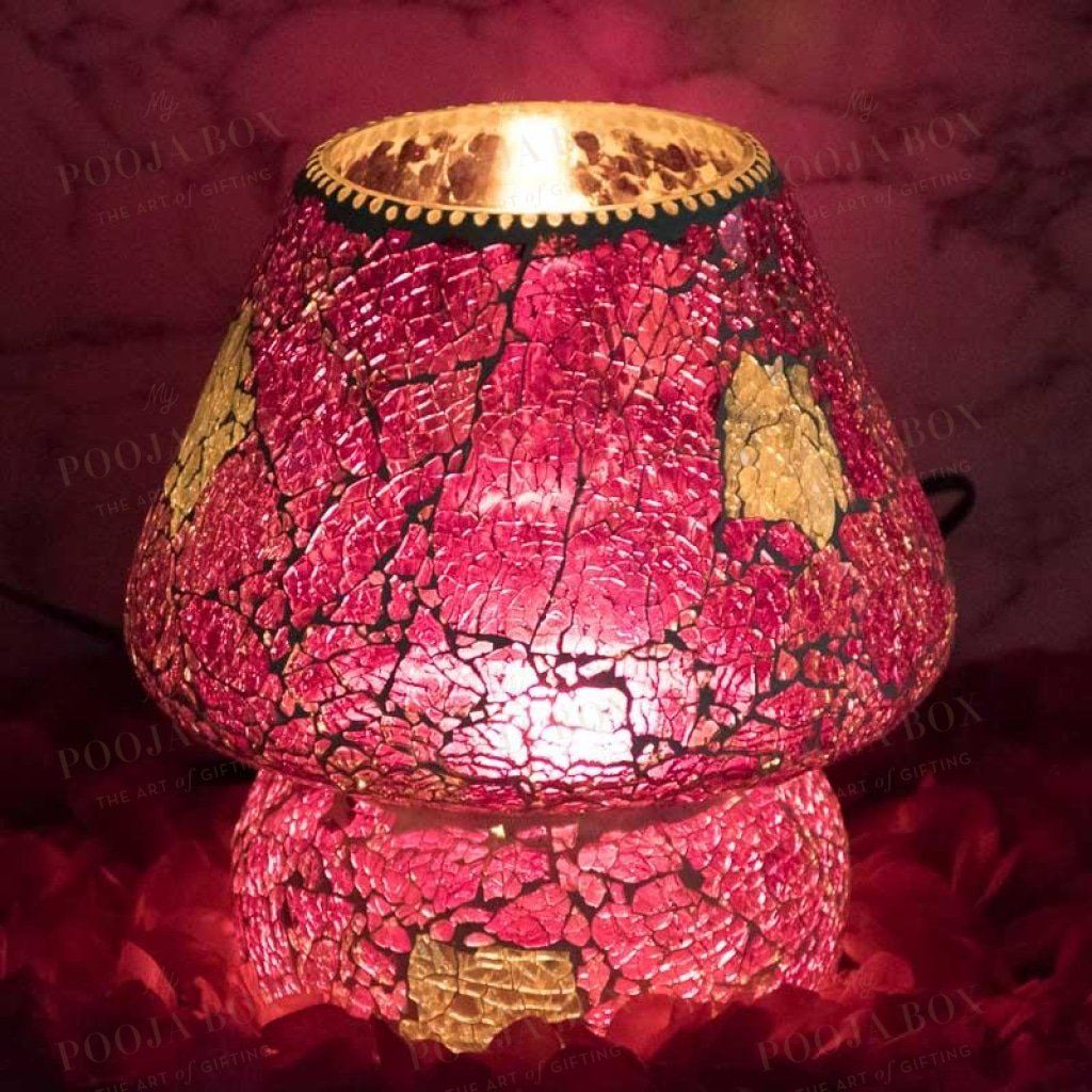 Pretty Purple Mosaic Crackled Table Lamp Home Decor