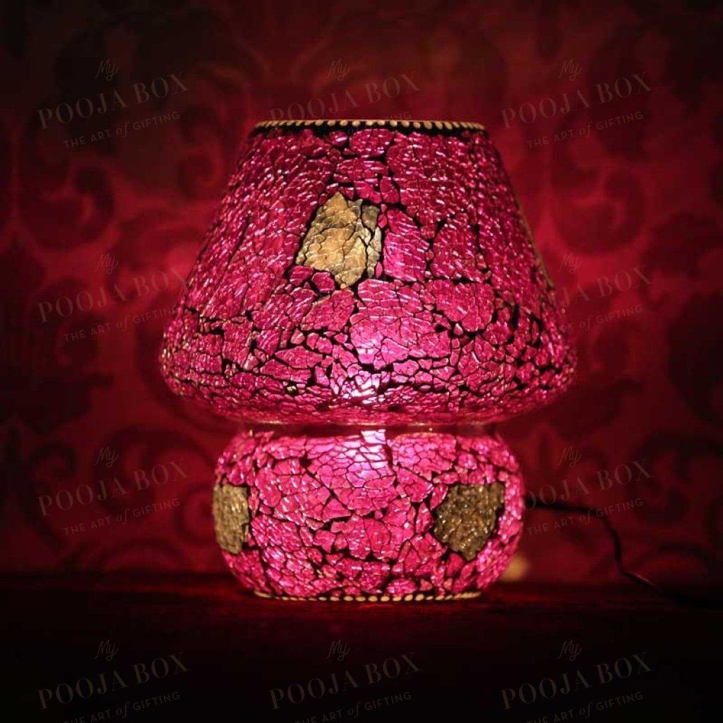 Pretty Purple Mosaic Crackled Table Lamp Home Decor