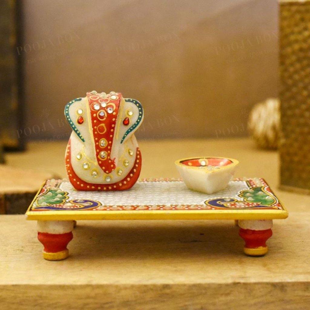 Rajasthani Murti (Ganesh With Choki & Diya) Idols
