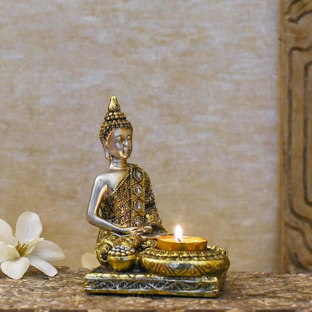 Serene Buddha T-Light & Incense Holder