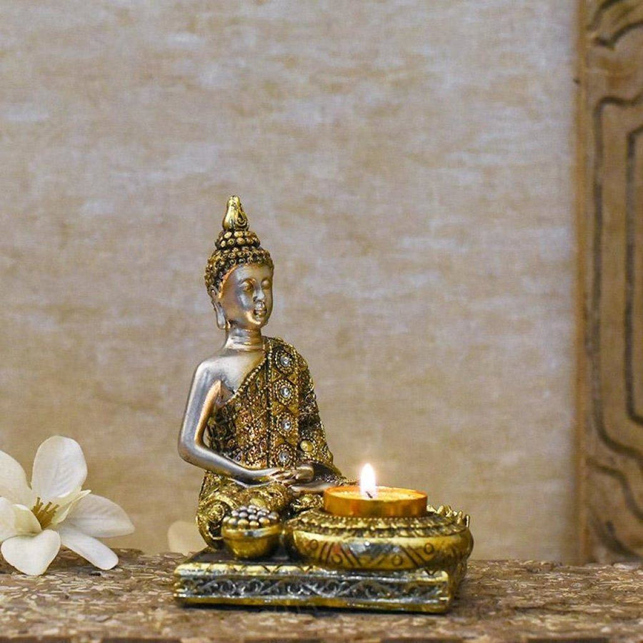 Serene Buddha T-Light & Incense Holder
