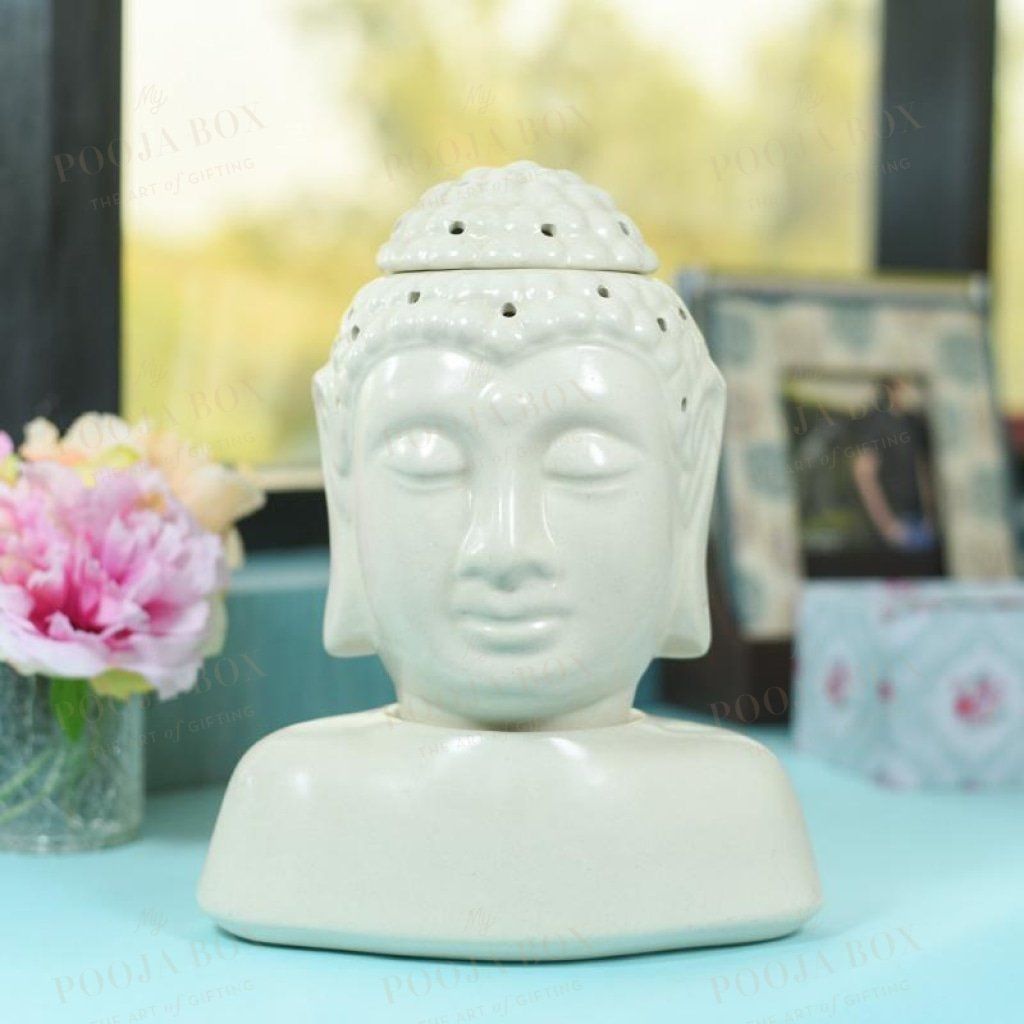 Buy Serene Ceramic Buddha Aroma Diffuser Online in India - Mypoojabox.in