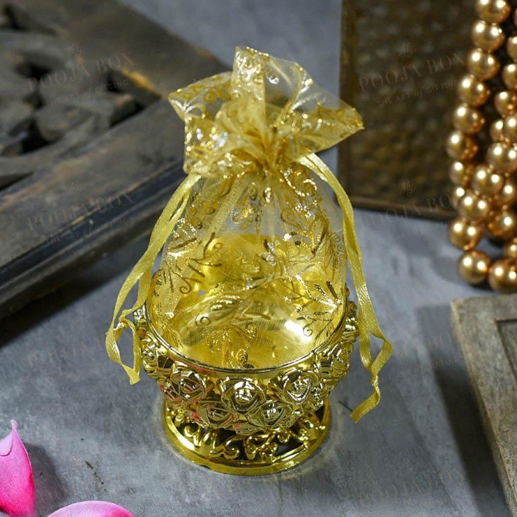 Shimmering Gold Trinket Box With Rose Pattern Jewellery