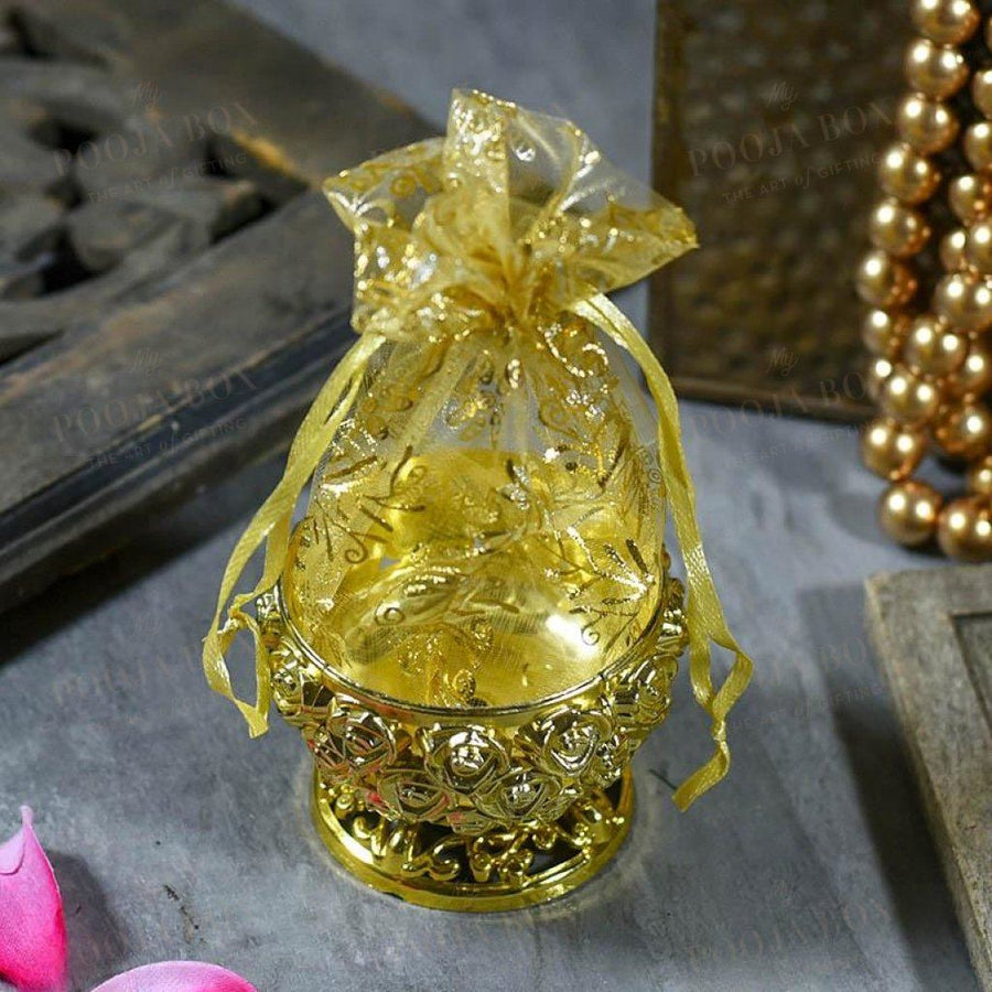 Shimmering Gold Trinket Box With Rose Pattern Jewellery