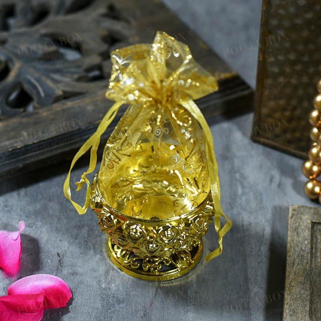 Shimmering Gold Trinket Box With Rose Pattern Jewellery