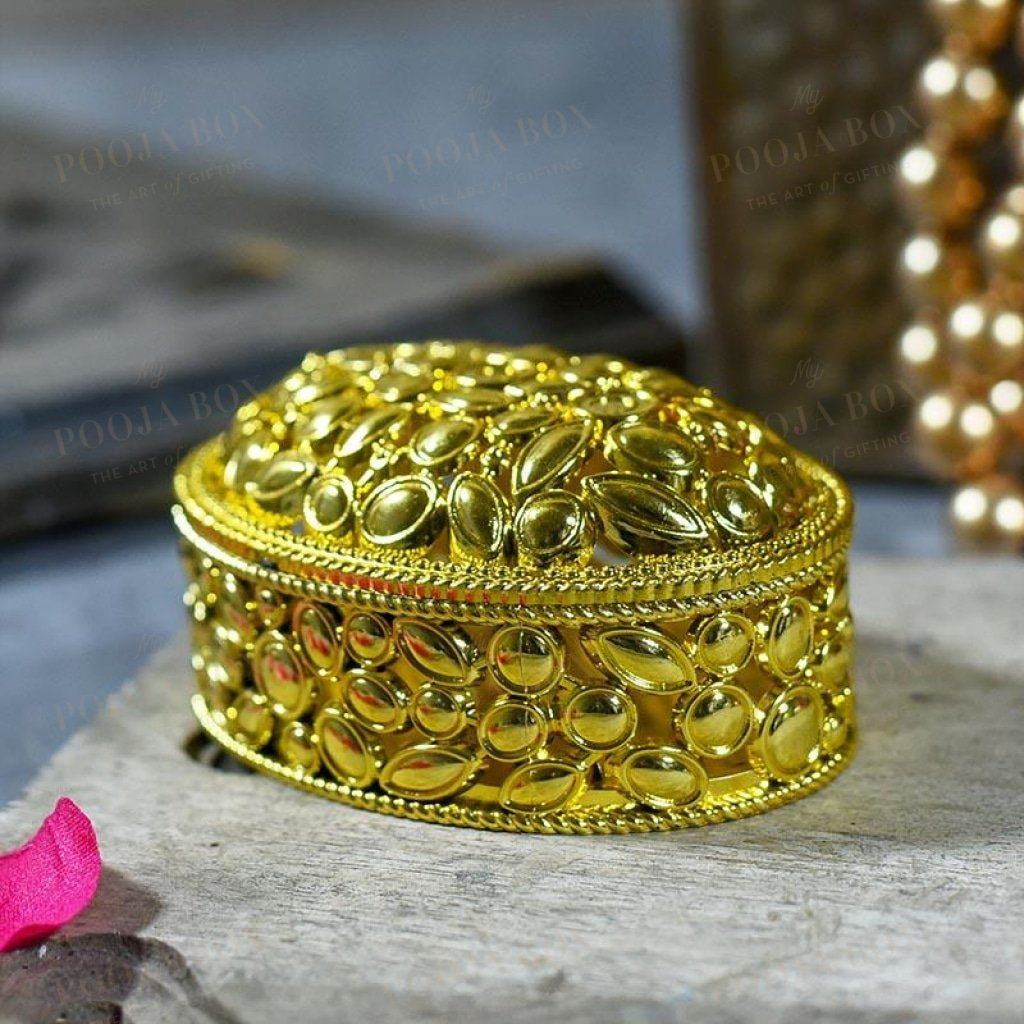 Shimmering Golden Trinket Box Jewellery