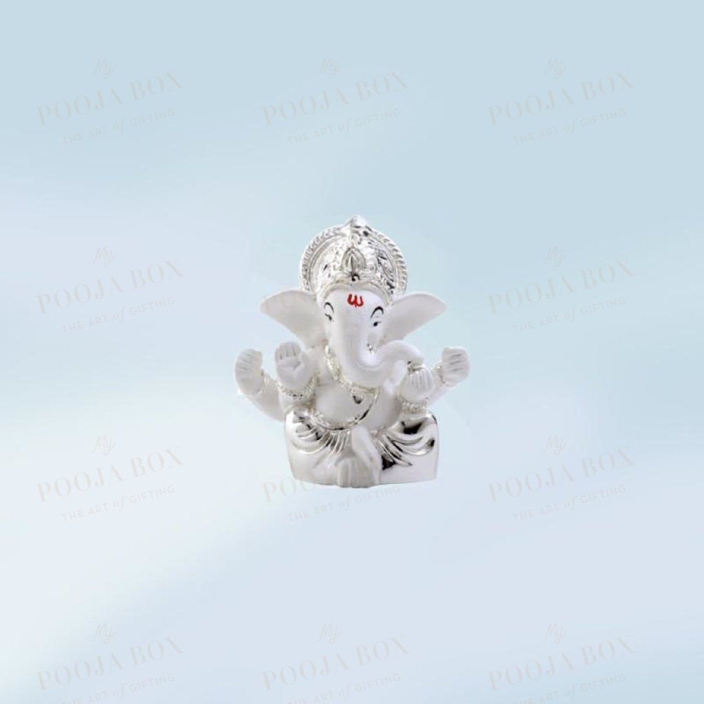 Silver Plated Laddu Ganesha Idol